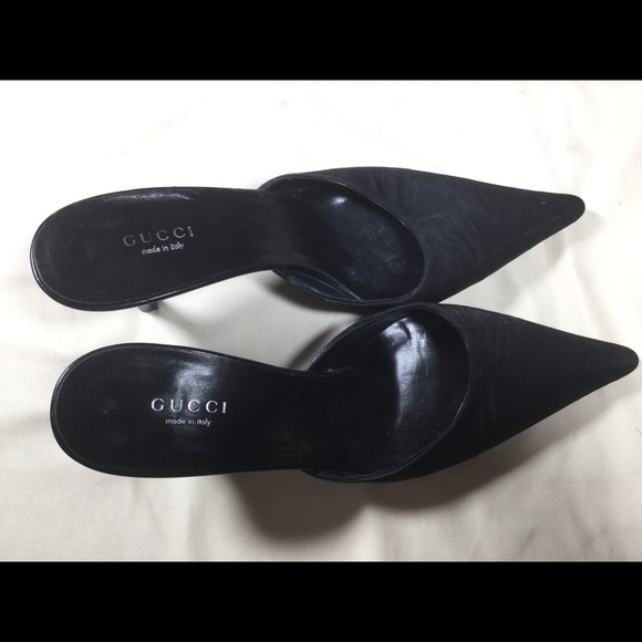 Gucci Black GG Monogram Mules Heels 38C - Picture 5 of 16